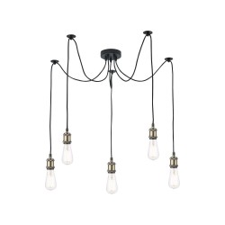Waco - Black & Antique Brass Spider Pendant 1.5m  Waco - Black & Antique Brass Spider Pendant 1.5m