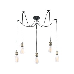 Waco - Black & Antique Brass Spider Pendant 1.5m  Waco - Black & Antique Brass Spider Pendant 1.5m