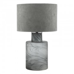 Wanda - Frosted Marbled Glass Table Lamp with Grey Velvet Shade Wanda - Frosted Marbled Glass Table Lamp with Grey Velvet Shade