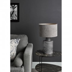 Wanda - Frosted Marbled Glass Table Lamp with Grey Velvet Shade Wanda - Frosted Marbled Glass Table Lamp with Grey Velvet Shade
