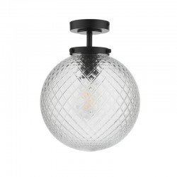 Wayne - Matt Black Semi Flush with Textured Glass Wayne - Matt Black Semi Flush with Textured Glass