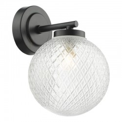Wayne - Matt Black Wall Lamp with Textured Glass