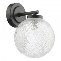 Wayne - Matt Black Wall Lamp with Textured Glass