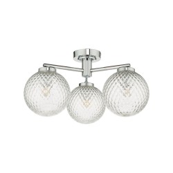 Wayne - Polished Chrome 3 Light Semi Flush with Textured Glass Wayne - Polished Chrome 3 Light Semi Flush with Textured Glass