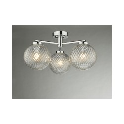 Wayne - Polished Chrome 3 Light Semi Flush with Textured Glass Wayne - Polished Chrome 3 Light Semi Flush with Textured Glass