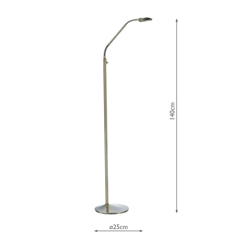 Dar-WEL4975 - Wellington - Antique Brass LED Floor Lamp