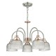 Dar-WHA0546 - Wharfdale - Satin Chrome and Copper with Glass 5 Light Centre Fitting