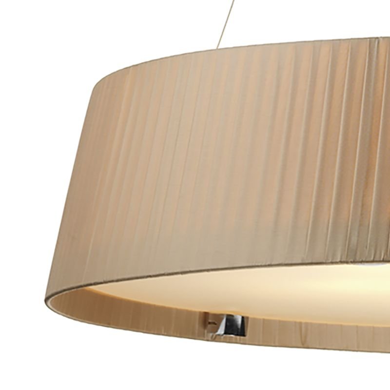Ceiling Lights - Wheel - Taupe Ribbon Fabric with Diffuser 5 Light Hanging Pendant Dar-WHE0529 - Wheel - Taupe Ribbon Fabric with Diffuser 5 Light Hanging Pendant