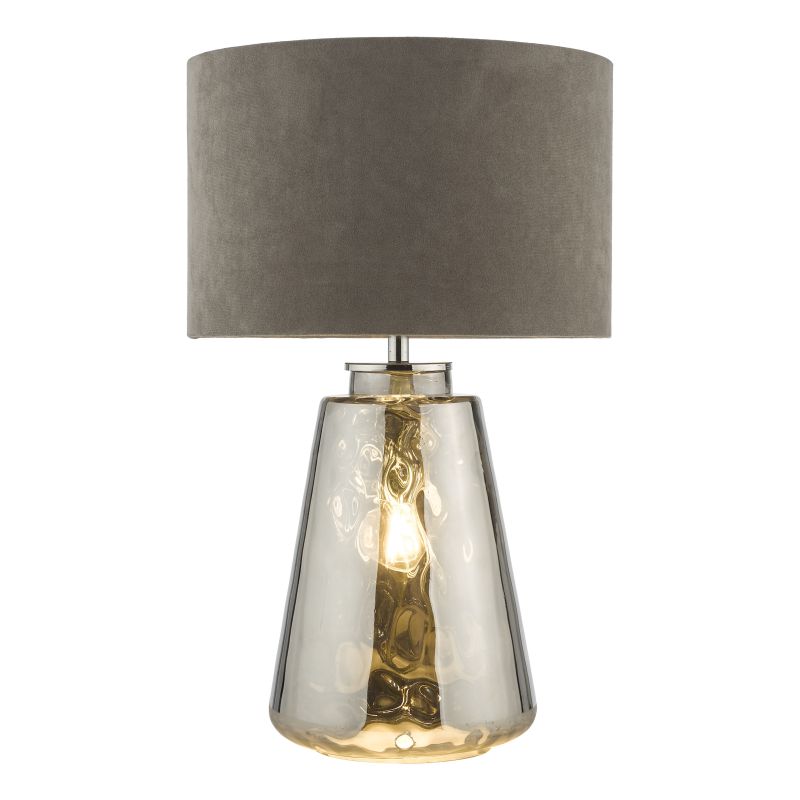 Dar-WYC4210 - Wycliffe - Smoked Glass Table Lamp with Grey Velvet Shade