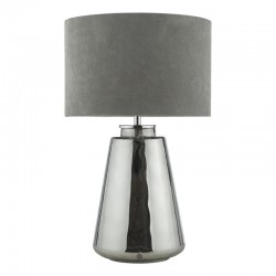 Wycliffe - Smoked Glass Table Lamp with Grey Velvet Shade Wycliffe - Smoked Glass Table Lamp with Grey Velvet Shade