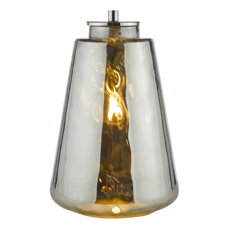 Dar-WYC4210 - Wycliffe - Smoked Glass Table Lamp with Grey Velvet Shade