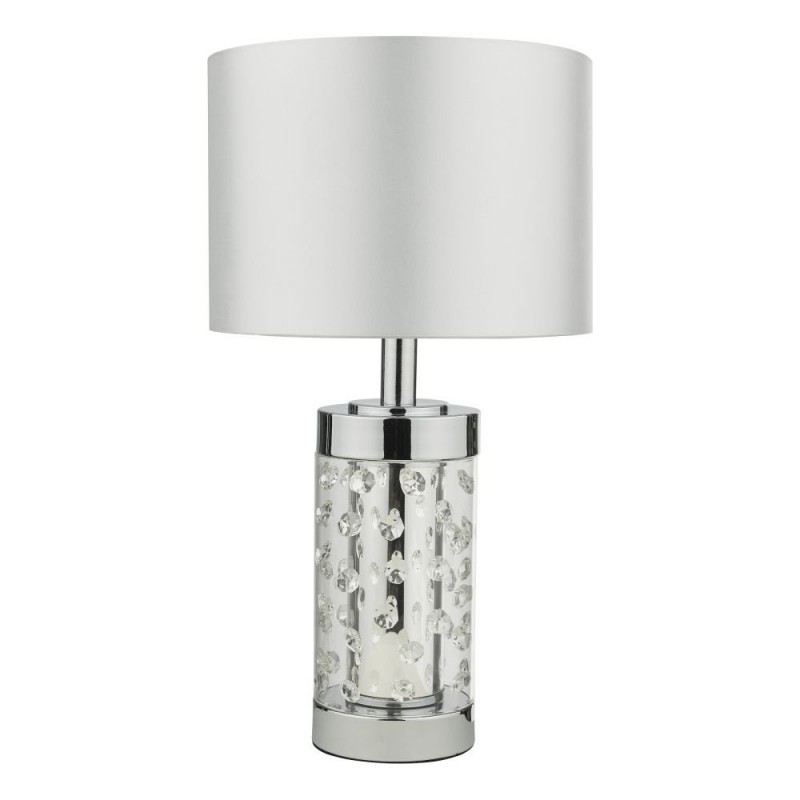 Dar-YAL412 - Yalena - Ivory Shade with Glass & Crystal Table Lamp
