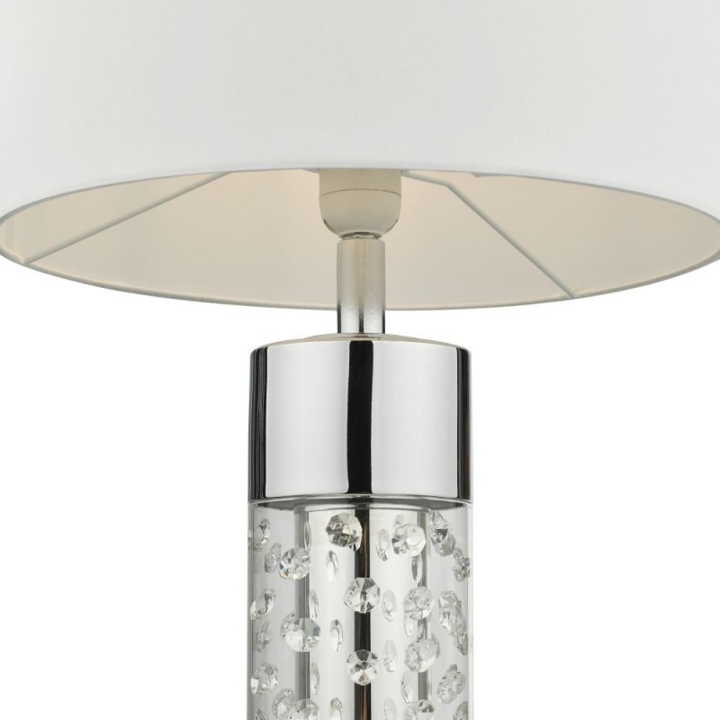 Dar-YAL422 - Yalena - Ivory Shade with Glass & Crystal Table Lamp