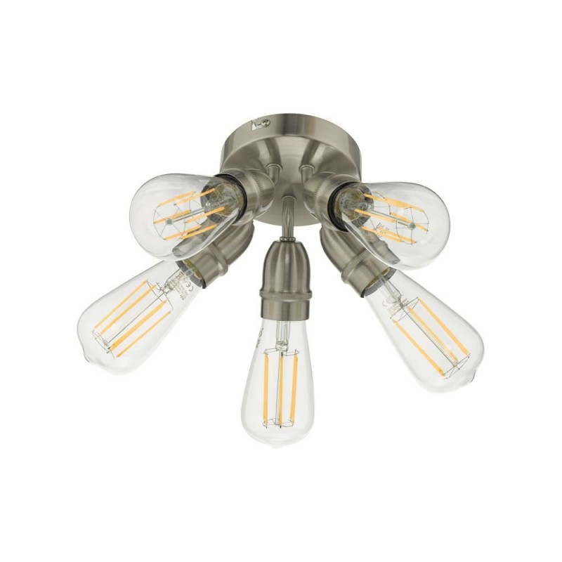 Ceiling Lights - Yao - Satin Nickel 5 Light Flush Wisebuys-YAO0538 - Yao - Satin Nickel 5 Light Flush