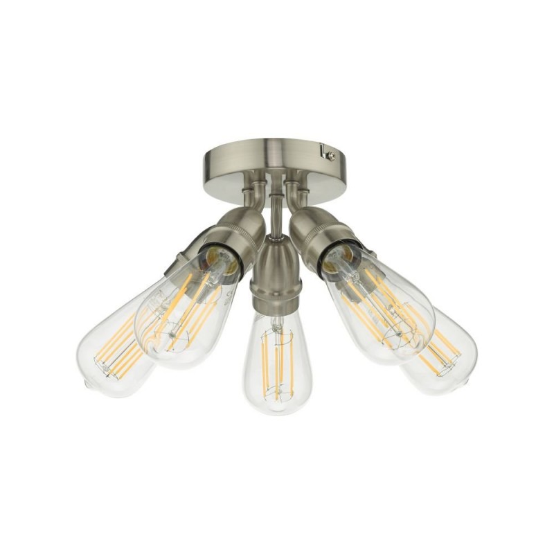 Ceiling Lights - Yao - Satin Nickel 5 Light Flush Wisebuys-YAO0538 - Yao - Satin Nickel 5 Light Flush