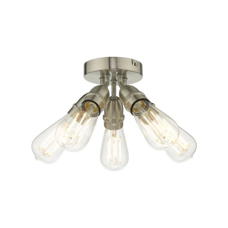 Ceiling Lights - Yao - Satin Nickel 5 Light Flush Wisebuys-YAO0538 - Yao - Satin Nickel 5 Light Flush