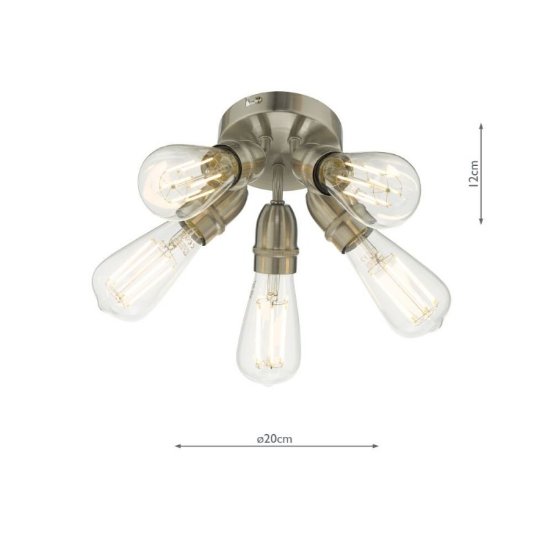Ceiling Lights - Yao - Satin Nickel 5 Light Flush Wisebuys-YAO0538 - Yao - Satin Nickel 5 Light Flush