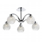 Yasmin - Ribbed glass with Polished Chrome 5 Light Centre Fitting