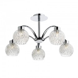 Yasmin - Ribbed glass with Polished Chrome 5 Light Centre Fitting