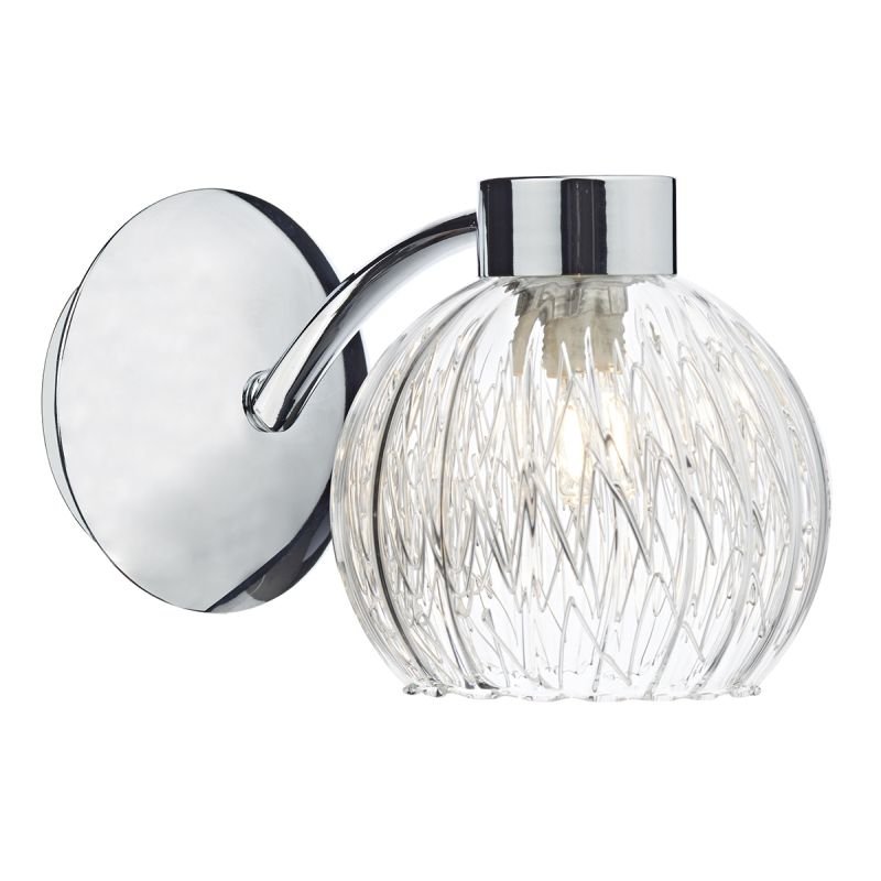 Dar-YAS0750 - Yasmin - Ribbed glass with Polished Chrome Single Wall Lamp