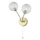 Dar-YIS0935 - Yiska - Ribbed Globe Glass & Gold Twin Wall Lamp