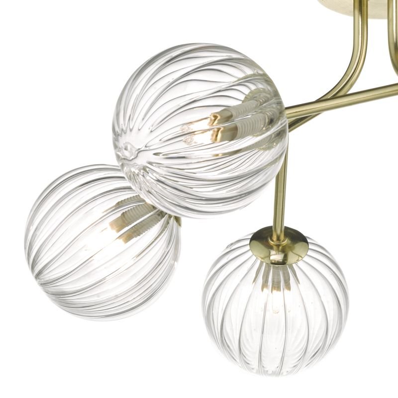 Dar-YIS6435 - Yiska - Ribbed Globe Glass & Gold Ceiling Lamp