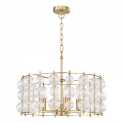 Yuridia - Satin Gold 4 Light Centre Fitting with Ribbed Glass Globes