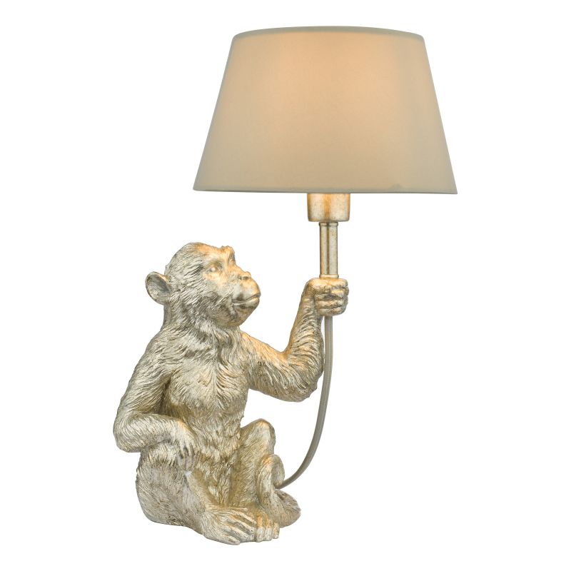 Table & Floor Lamp - Zira - Grey Shade & Silver Monkey Table Lamp Dar-ZIR4232 - Zira - Grey Shade & Silver Monkey Table Lamp