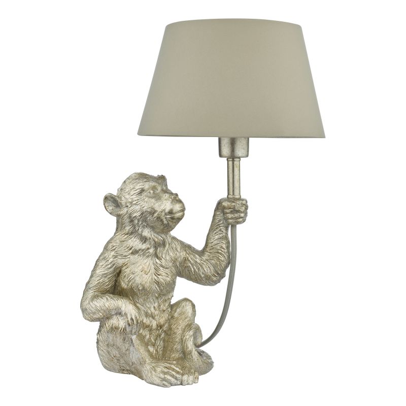 Table & Floor Lamp - Zira - Grey Shade & Silver Monkey Table Lamp Dar-ZIR4232 - Zira - Grey Shade & Silver Monkey Table Lamp