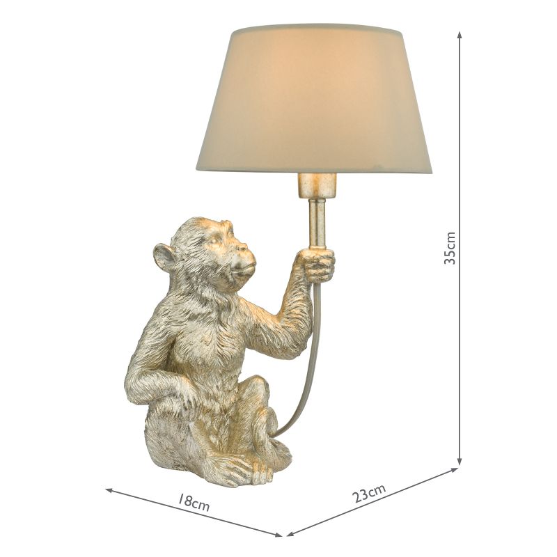 Dar-ZIR4232 - Zira - Grey Shade & Silver Monkey Table Lamp