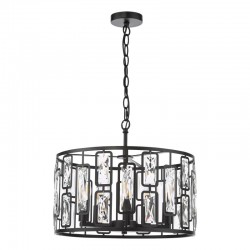 Zoelle - Matt Black 5 Light Pendant with Crystal