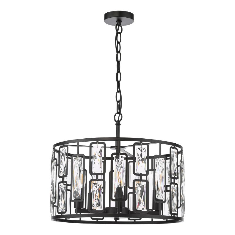 Dar-ZOE0522 - Zoelle - Matt Black 5 Light Pendant with Crystal