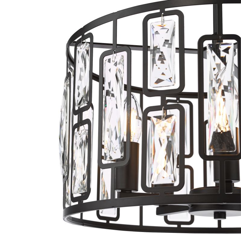 Dar-ZOE0522 - Zoelle - Matt Black 5 Light Pendant with Crystal