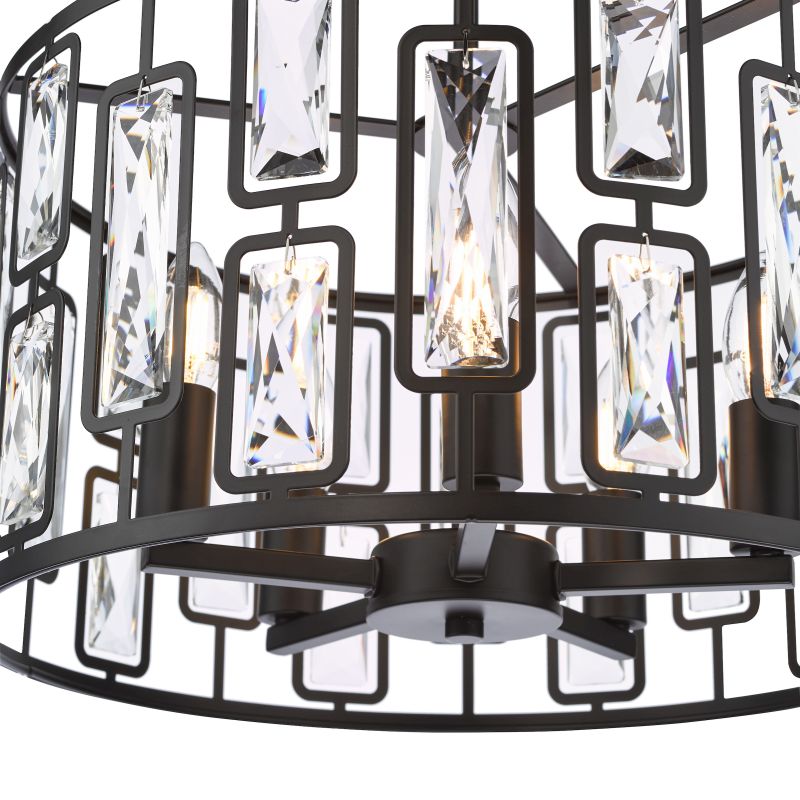 Dar-ZOE0522 - Zoelle - Matt Black 5 Light Pendant with Crystal