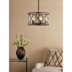 Zoelle - Matt Black 5 Light Pendant with Crystal