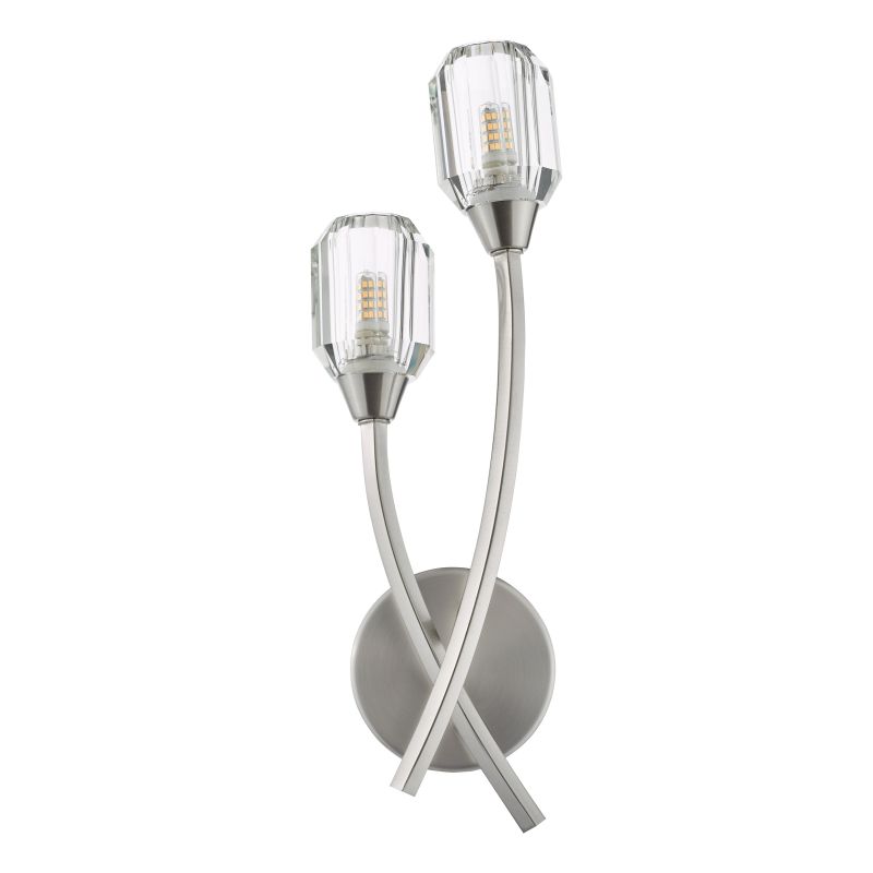 Dar-ZON0938 - Zonda - Brushed Nickel 2 Light Wall Lamp with Crystal