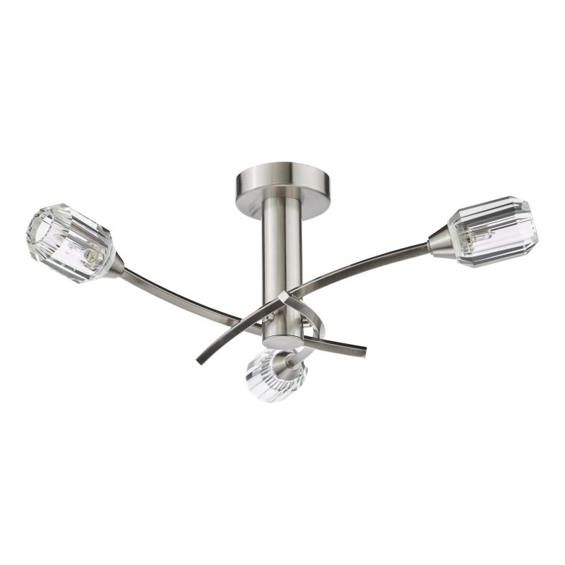 Dar-ZON5338 - Zonda - Brushed Nickel 3 Light Semi Flush with Crystal