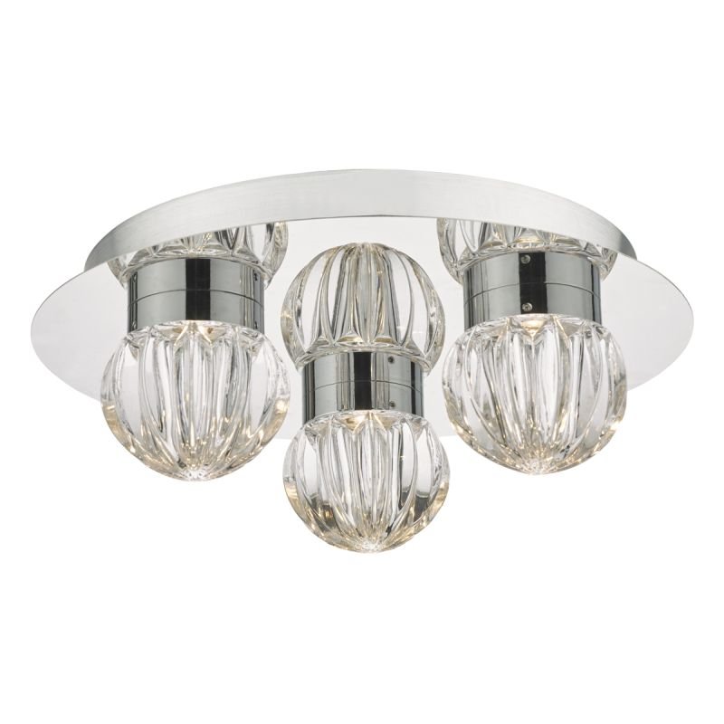 Bathroom Lights - Zondra - Bathroom LED Glass & Polished Chrome 3 Light Flush Dar-ZON5350 - Zondra - Bathroom LED Glass & Polished Chrome 3 Light Flush