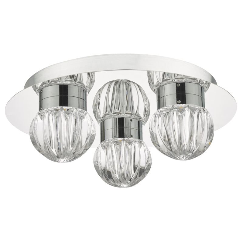 Bathroom Lights - Zondra - Bathroom LED Glass & Polished Chrome 3 Light Flush Dar-ZON5350 - Zondra - Bathroom LED Glass & Polished Chrome 3 Light Flush