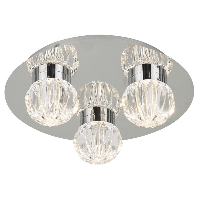 Bathroom Lights - Zondra - Bathroom LED Glass & Polished Chrome 3 Light Flush Dar-ZON5350 - Zondra - Bathroom LED Glass & Polished Chrome 3 Light Flush