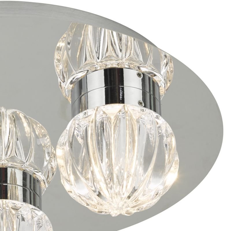 Bathroom Lights - Zondra - Bathroom LED Glass & Polished Chrome 3 Light Flush Dar-ZON5350 - Zondra - Bathroom LED Glass & Polished Chrome 3 Light Flush