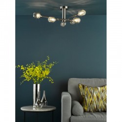 Zonda - Brushed Nickel 6 Light Semi Flush with Crystal
