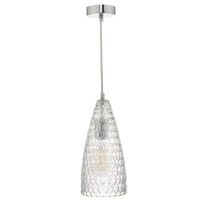 Ceiling Lights - Zuka - Textured Glass & Chrome Single Pendant Dar-ZUK0108 - Zuka - Textured Glass & Chrome Single Pendant