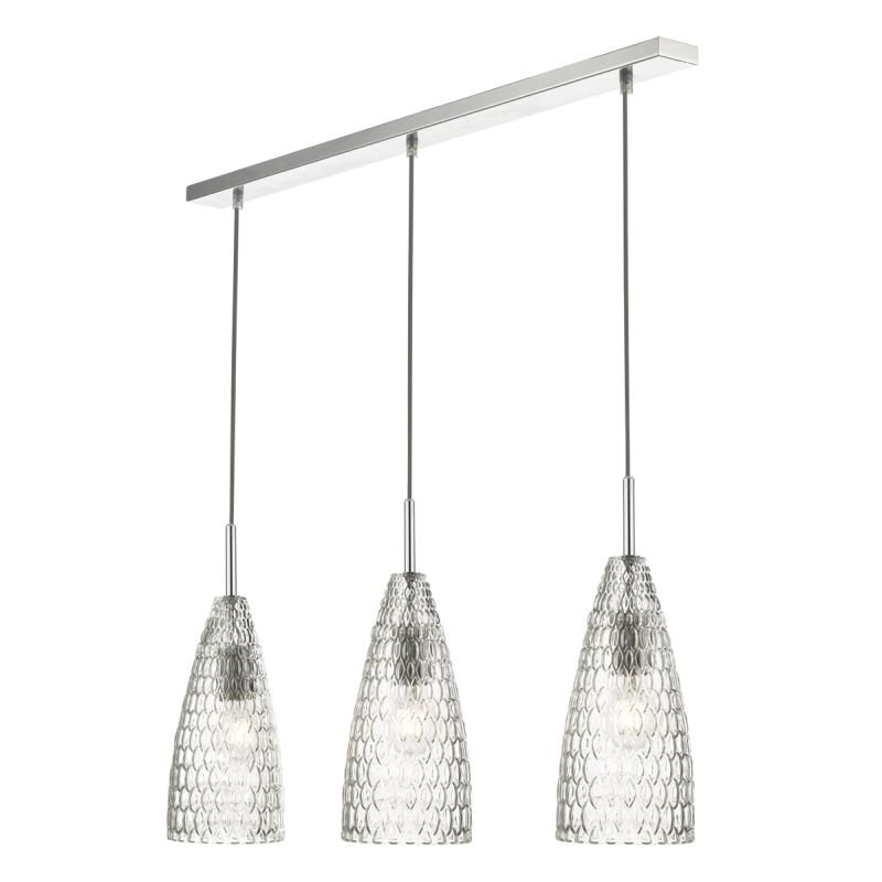 Kitchen Lights - Zuka -Textured Glass & Chrome 3 Light over Island Fitting Dar-ZUK0308 - Zuka -Textured Glass & Chrome 3 Light over Island Fitting