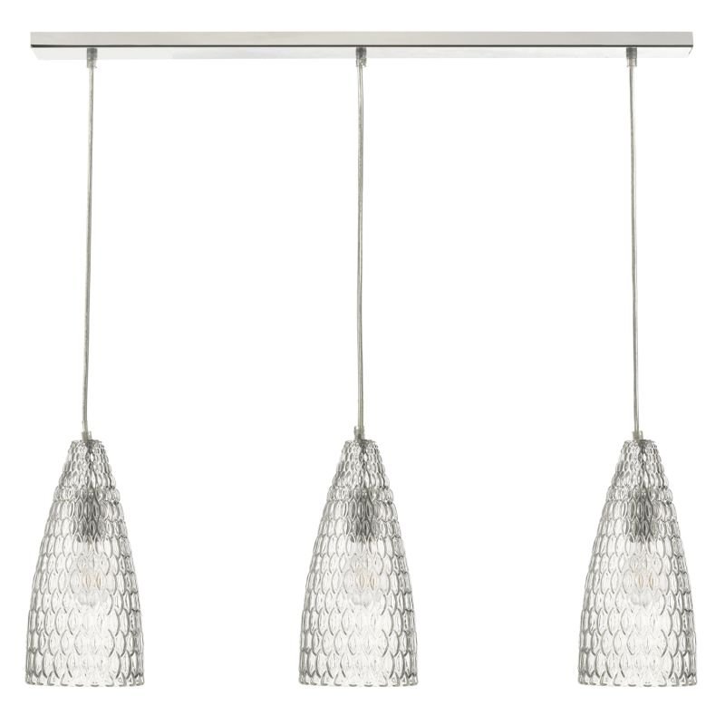 Kitchen Lights - Zuka -Textured Glass & Chrome 3 Light over Island Fitting Dar-ZUK0308 - Zuka -Textured Glass & Chrome 3 Light over Island Fitting
