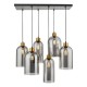 Dar-ALM6422 - Alma - Black & Aged Bronze 6 Light over Island Fitting with Smoked Glass