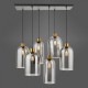 Dar-ALM6422 - Alma - Black & Aged Bronze 6 Light over Island Fitting with Smoked Glass