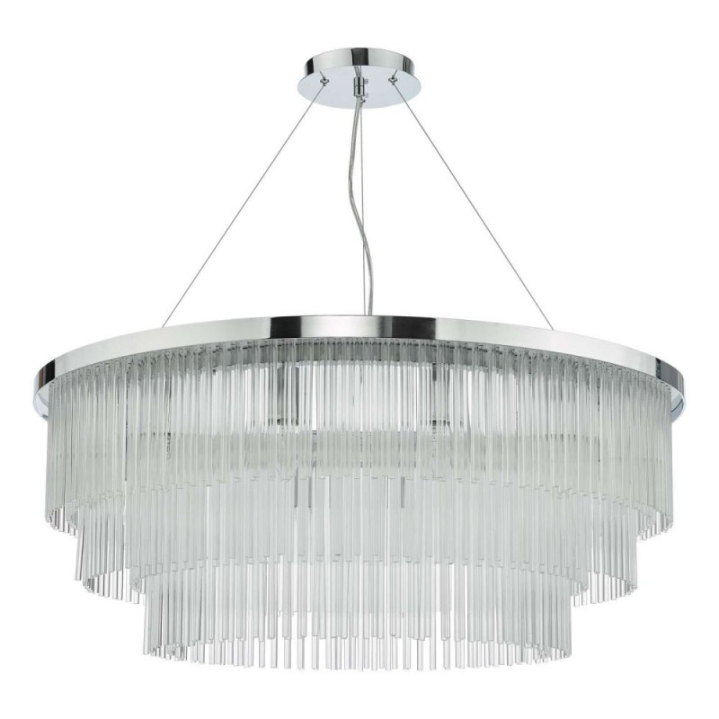 Dar-ALP1244 - Alpheios - Polished Chrome 12 Light Centre Fitting with Clear Glass Rods