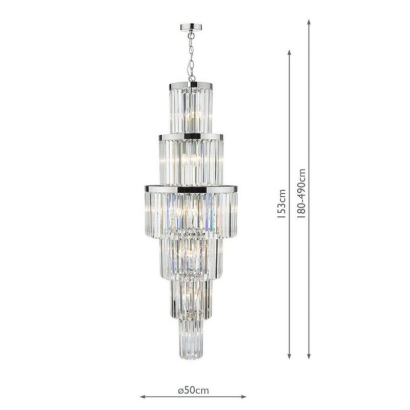 Dar-ANG3308 - Angel - Polished Chrome 28 Light Chandelier with Crystal