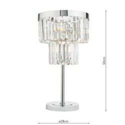 Angel - Polished Chrome 4 Light Table Lamp with Crystal